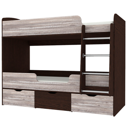 Кровать двухъярусная КарИВи Малыш Двойняшка 80х180 Венге Бетон