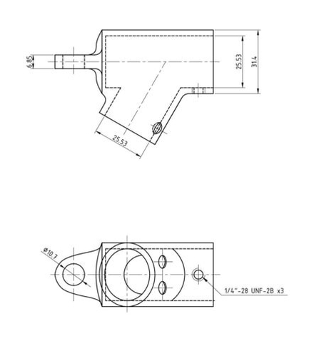Тройник леера 1" (25,4 мм), 60 град с петлей