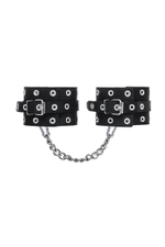 Черные кожаные однослойные оковы с люверсами (Цвет: черный)