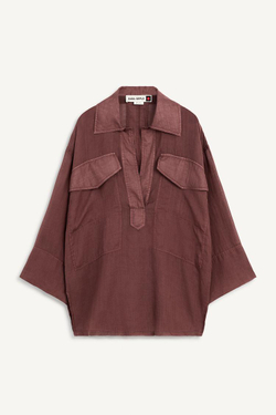 ZARA РУБАШКА 100% ТКАНИ РАМИ, КРАСНОВАТО-КОРИЧНЕВЫЙ