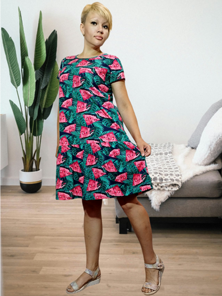 2235 Платье женское арбузы на черном (60)