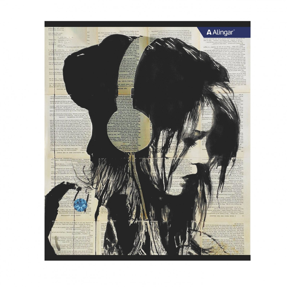 Тетрадь 48л., А5, клетка, Alingar "Girls from newspapers", скрепка, мелованный картон (стандарт), блок офсет, 4 дизайна в пленке т/у