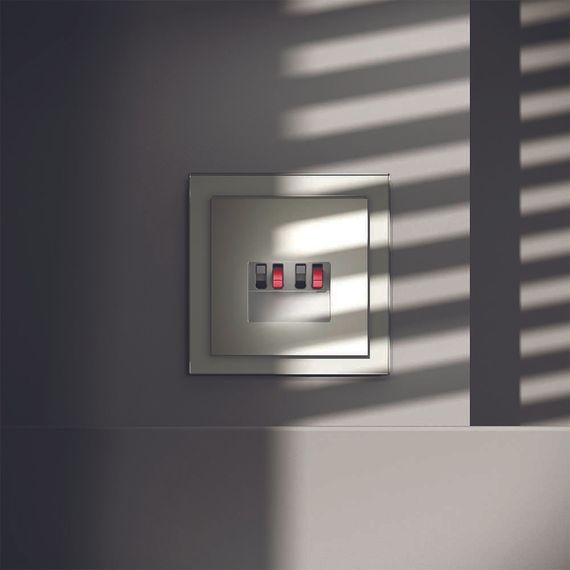 Розетка акустическая встраиваемая Voltum S70 4-местная, (сталь) VLS060305