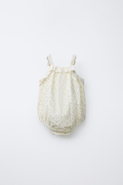 ZARA КОМБИНЕЗОН С ЦВЕТОЧНЫМ ПРИНТОМ, ЭКРЮ