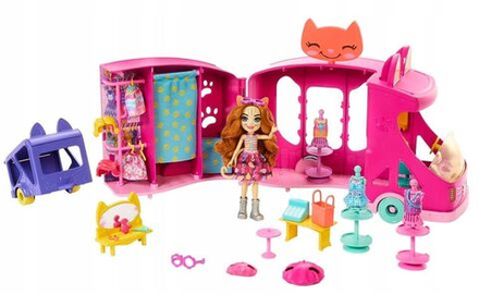 Кукла Enchantimals Mattel - Мобильная студия моды с куклой и прицепом для домашних животных HPB34
