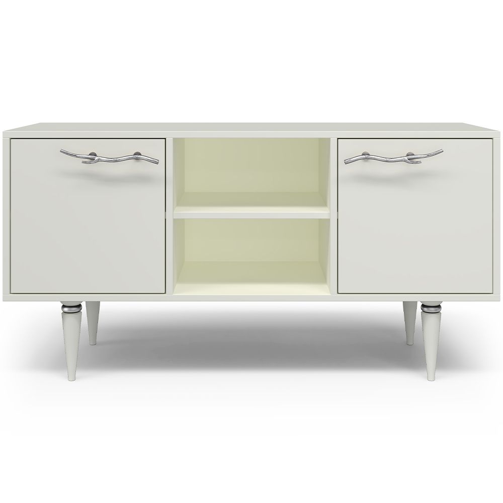 Тумба под ТВ Арт Колор matte 117см Классик Сильвер Белый опал матовый