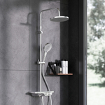 Душевая система с ванно-душевым термостатическим смесителем-полкой Damixa Apollo 947760000