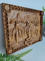 Картина- Панно Медведица резная из дуба 30*28 см