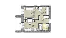 1 комнатная квартира, 32,4 м² / Чистовая отделка
