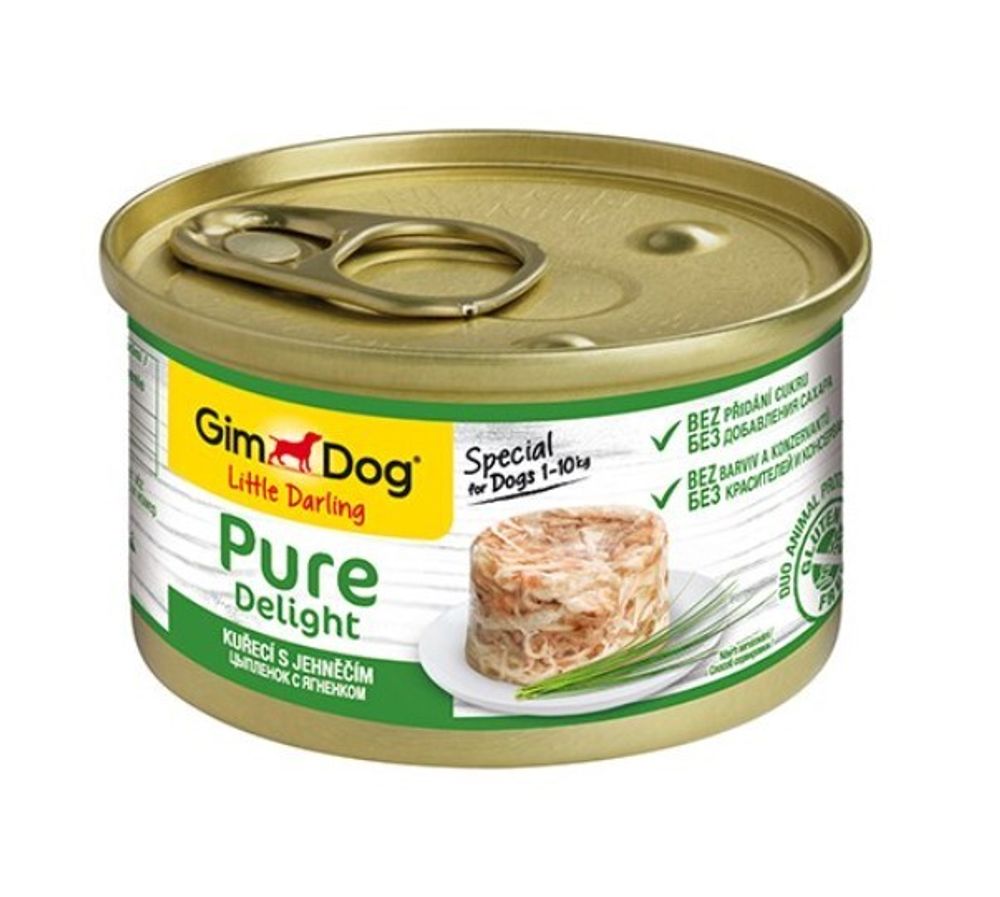 GimDog 85г Pure Delight консервы для собак из цыпленка с ягненком