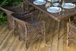 "Амароне" обеденная группа из искусственного ротанга на 6 персон, цвет коричневый