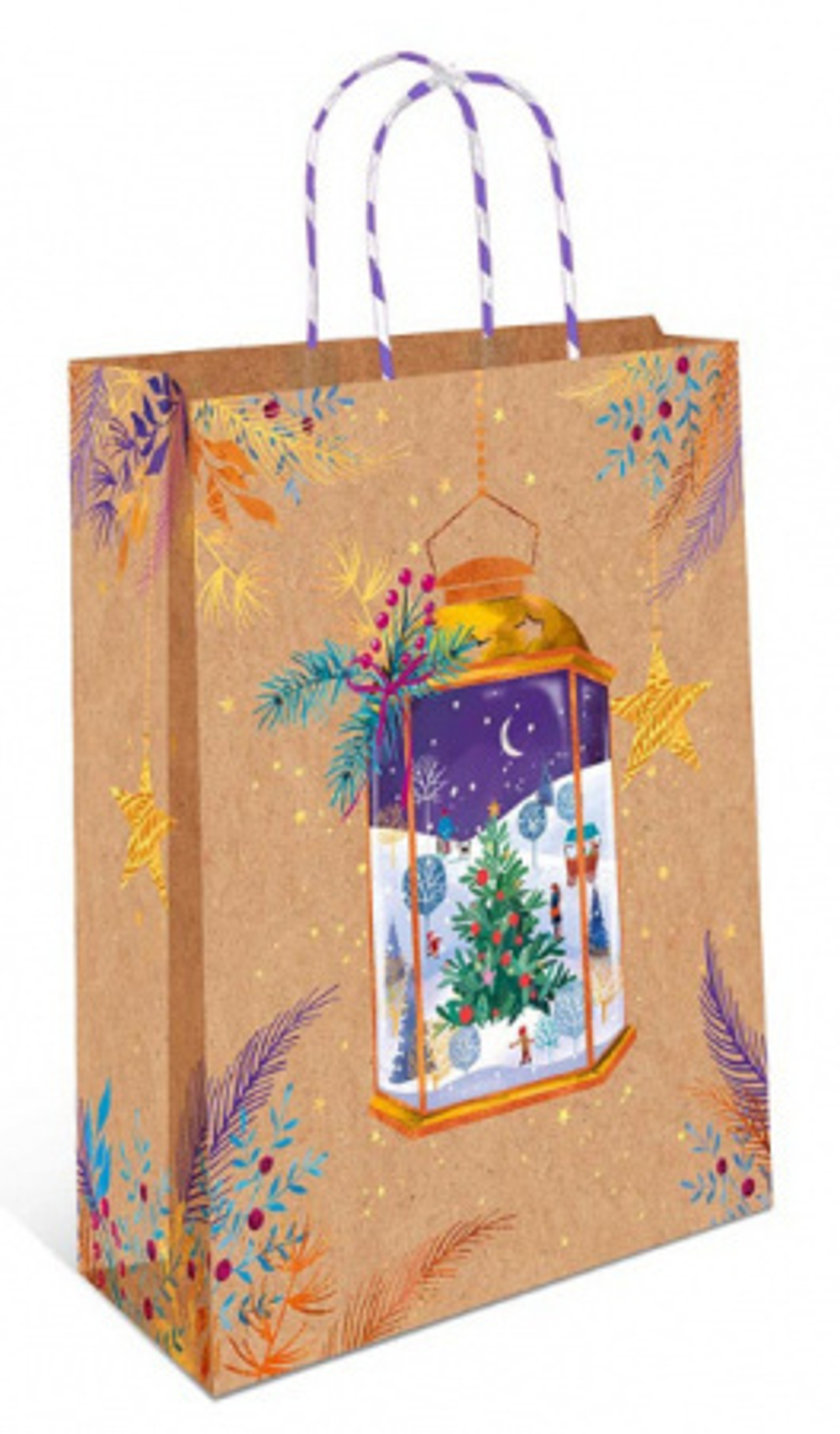 Сумка Крафт 26*32*12см  НГблеск тисн.с круч..ручка АССОРТИ