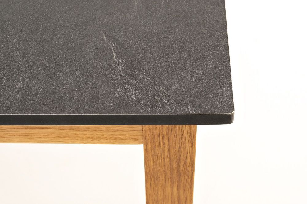 "Канны" журнальный столик из HPL 90х60, H40, основание дуб, цвет столешницы "серый гранит"