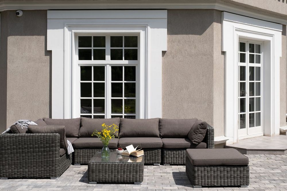 "Лунго" трансформирующаяся лаунж-зона из искусственного ротанга, цвет графит