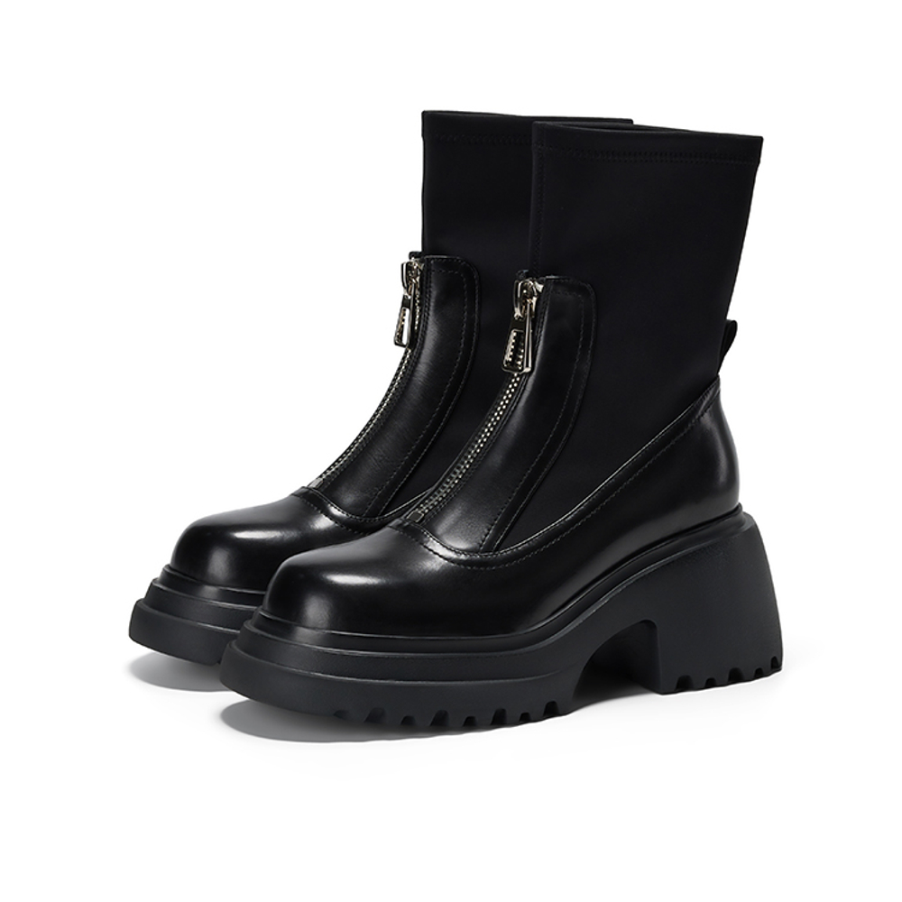 GG CC Stretch & Slim Boots Casual Ankle Boots 8cm Women"s Black