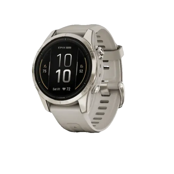 Garmin epix Pro (Gen 2) Sapphire Edition 42 мм, золотистый корпус со светло-песочным ремешком
