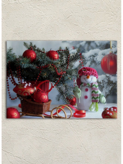 Картина на стекле, Подарок на Новый год, Картина на стену Новогодние украшения, 40х28см Декор для дома, подарок