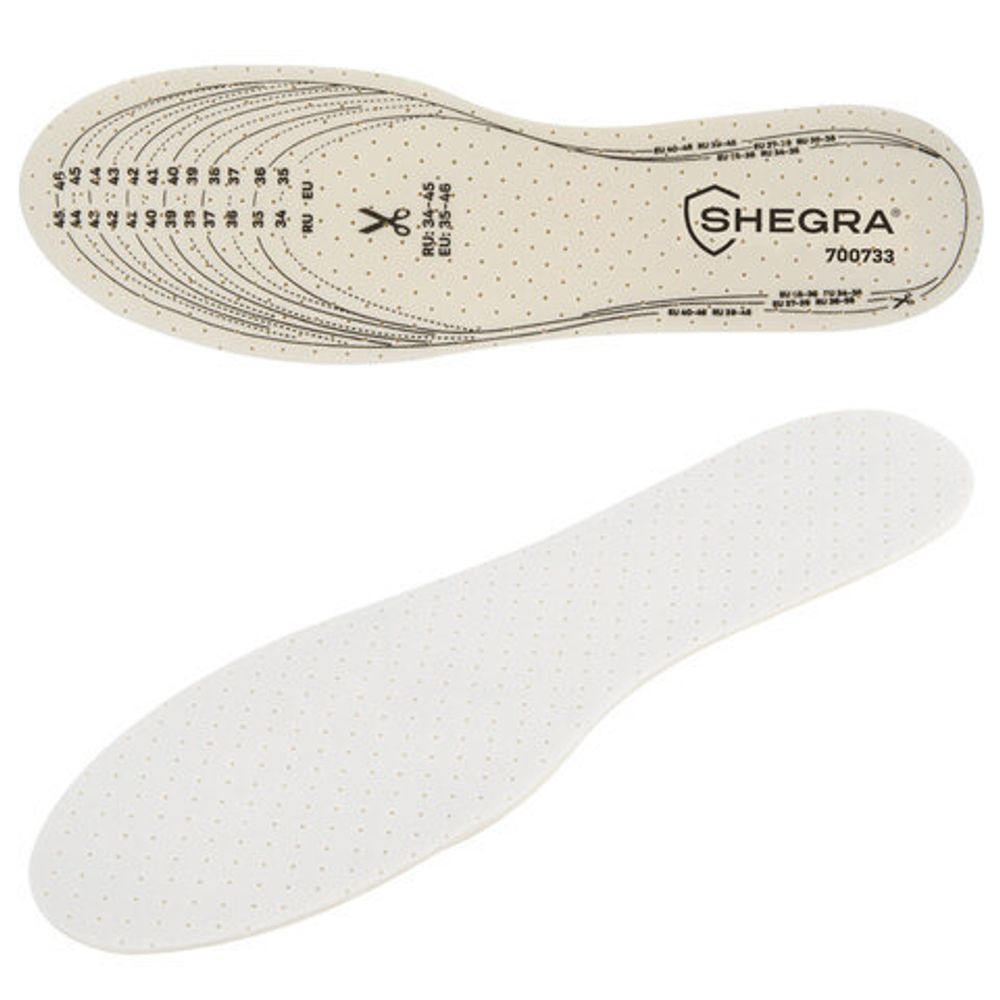 Стельки для обуви КОМФОРТ, УНИВЕРСАЛЬНЫЙ размер RU 34-45 / EU 35-46 с линиями выреза, SHEGRA (ШЕГРА), 700733