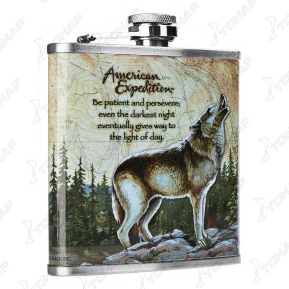 Набор Helios Волк (фляжка 210 мл + 3 стопки) А01