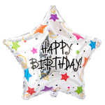 Шар Фольгированный Звезды разноцветные (Серебряный)