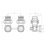 Узел нижнего подключения 1/2x3/4ЕК OGINT угловой двухтруб