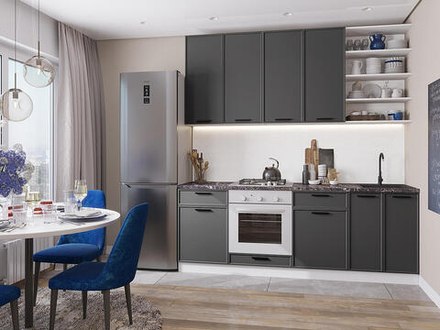 Прямая модульная кухня Фрейм-02 Stormy Silk - Белый 2340*2200*600