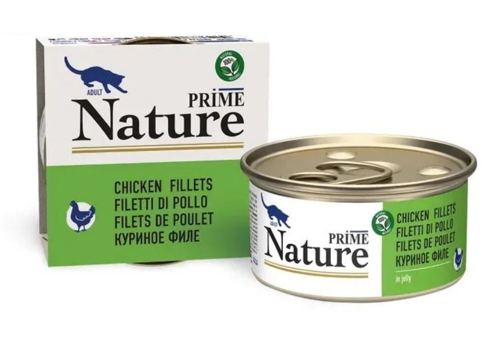PRIME NATURE ж/б 85гр в желе Куриное филе д/кошек