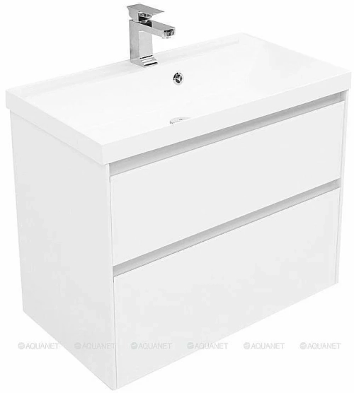 Тумба с раковиной Aquanet Гласс 238361 80 белый
