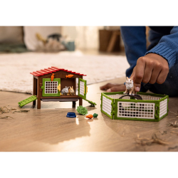 Schleich S 42728 — Клетка для кроликов с семьёй кроликов породы Львиная голова — фото 9
