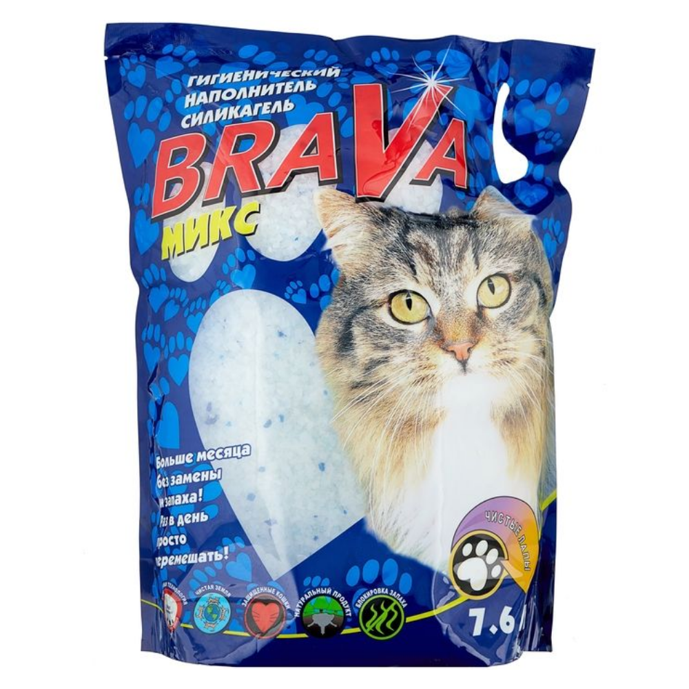 Brava наполнитель силикагелевый для кошек микс