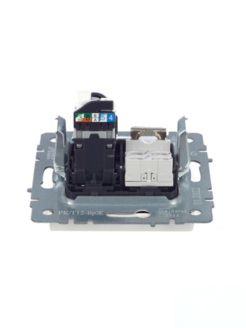 BRITE Розетка двойная RJ11+RJ45 кат.5E РК/Т12-БрЖ жемчуг IEK