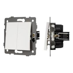 Механизм выключателя двухклавишный самовозвратный SWT-MKR2-PL-WH-V (250V, 10A) (Arlight, -) 049883