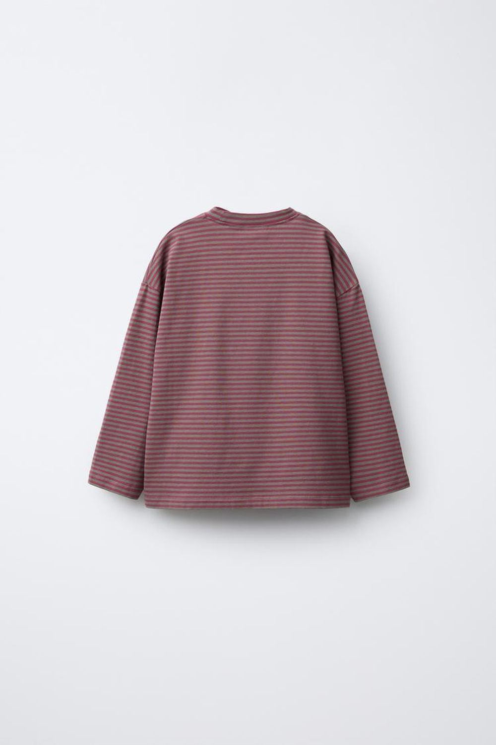 ZARA ФУТБОЛКА С ПОЛОСАТЫМ ПРИНТОМ, СЕРО-ГРАНАТОВЫЙ