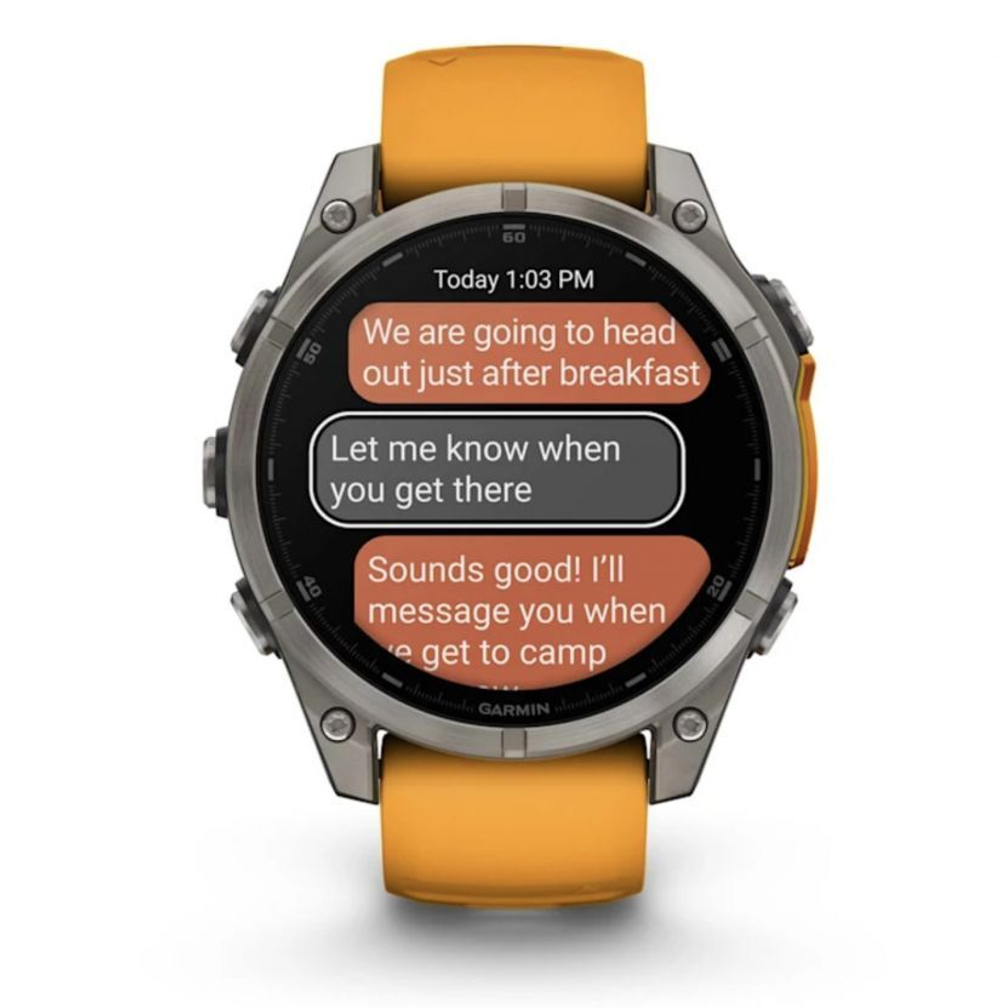 Умные часы Garmin Fenix 8, 47 мм, AMOLED, Sapphire Titanium with spark orange/graphite silicone band