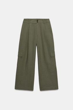 ZARA БРЮКИ КАРГО ПРЯМОГО КРОЯ, ХАКИ