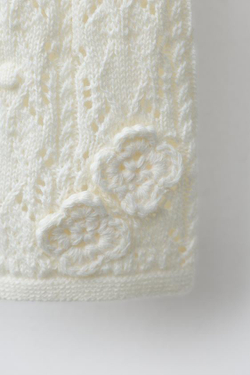 ZARA ТРИКОТАЖНЫЕ БРЮКИ С АЖУРНЫМ УЗОРОМ, ЭКРЮ