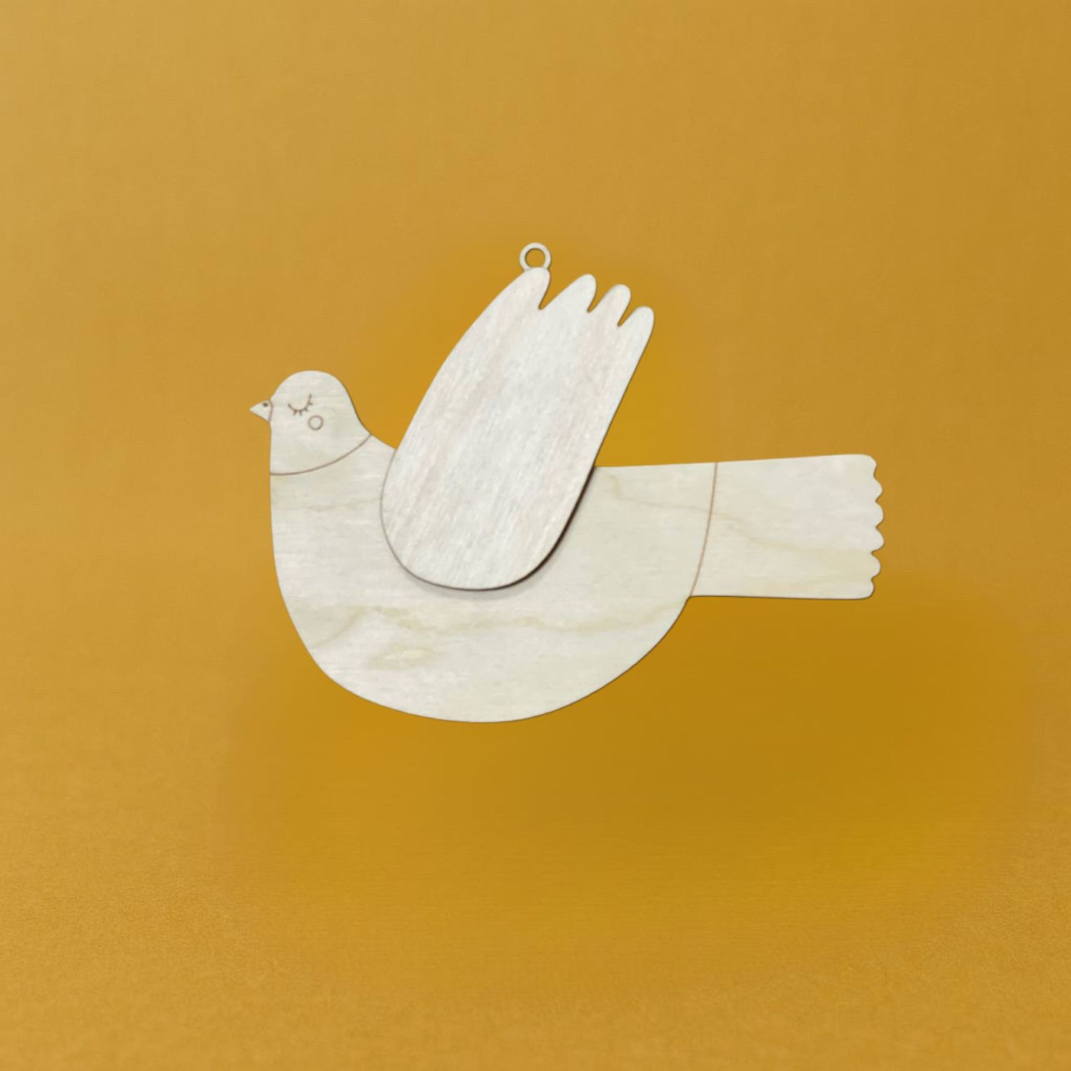 Птичка с накладными крыльями №6, 10см фанера