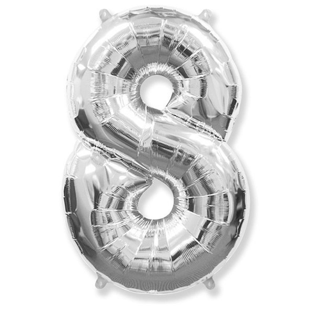 Фольгированная цифра 8, серебро