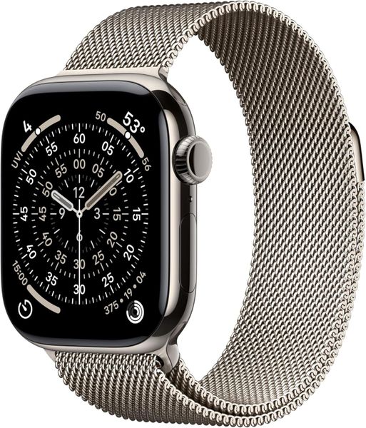 Умные часы Apple Watch Series 11 42 мм из титана натурального цвета, миланский сетчатый браслет натурального цвета