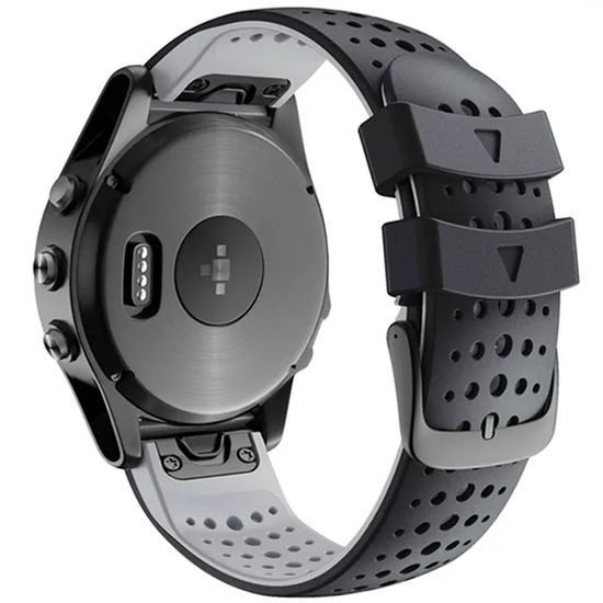 Ремешок дышащий Athlet 22 мм. для Garmin Fenix 7/6/5, EPIX 2, MARQ, Forerunner 935 / 945 / 955 / 965, instinct, instinct 2 двухцветный силиконовый быстросъемный
