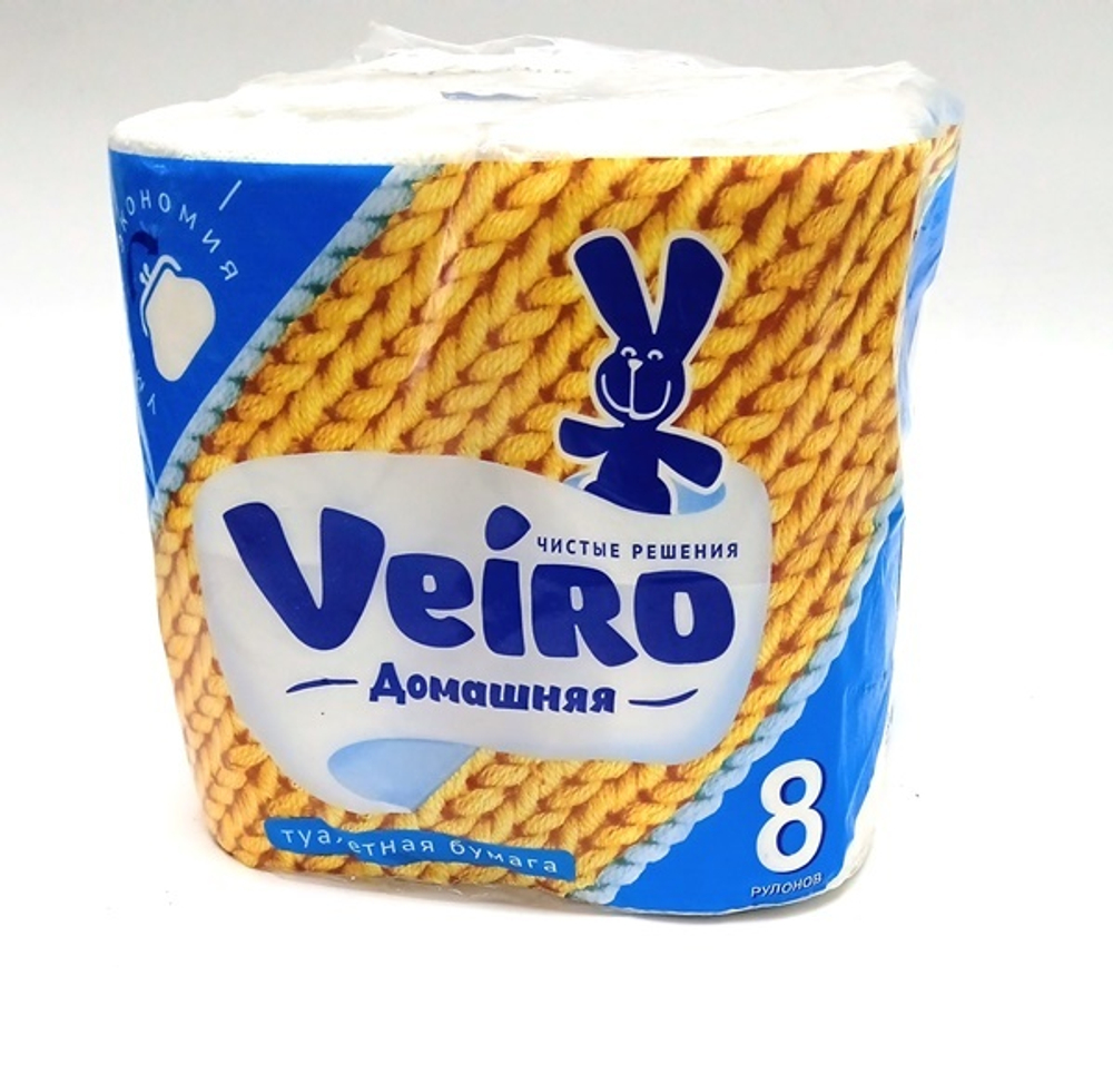 Туалетная бумага VEIRO (ВЕЙРО) Домашняя 2-х сл., белая, 8 рул/уп