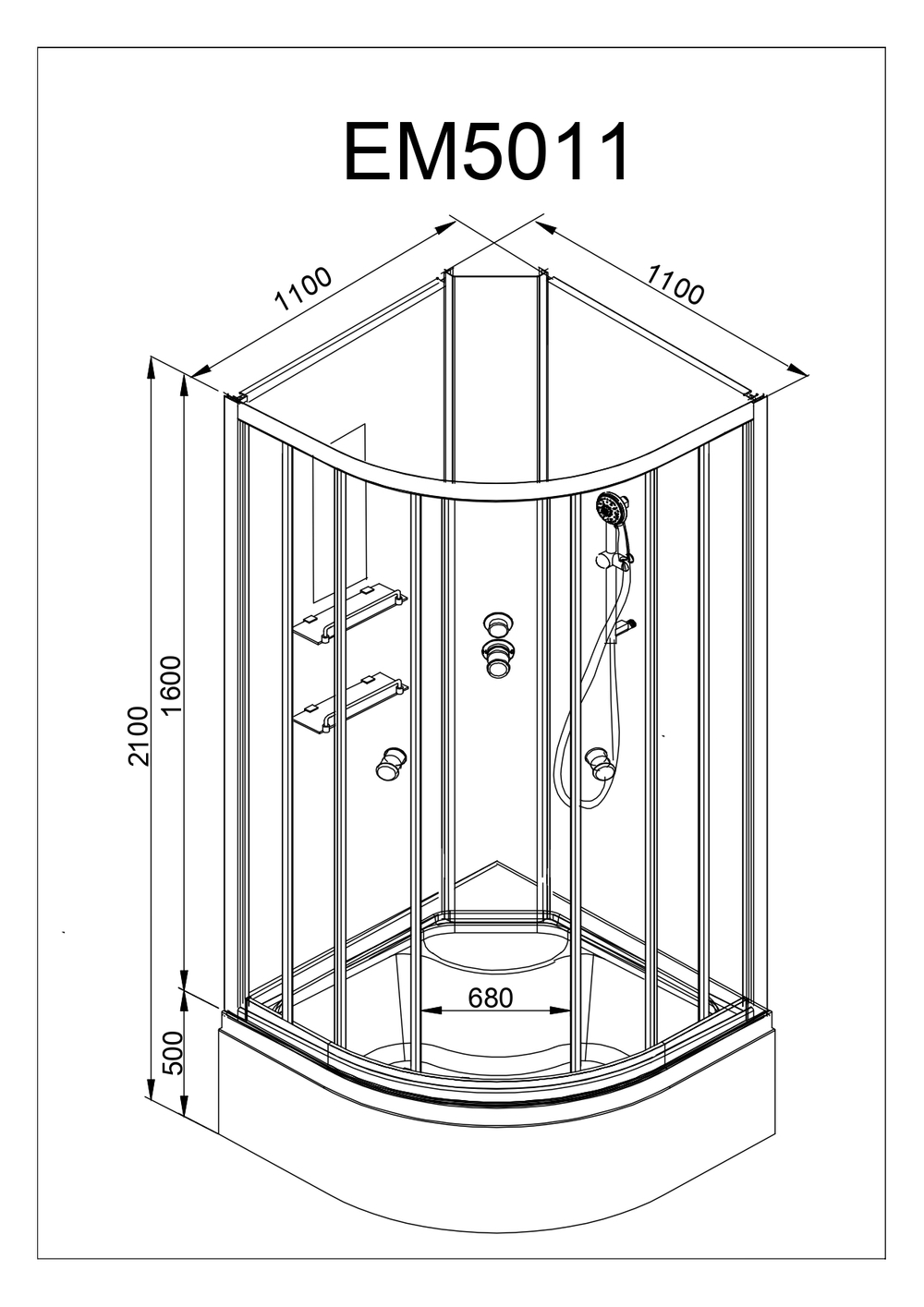 Душевая кабина AvaCan (АваКан) EM 5011 N с гидромассажем