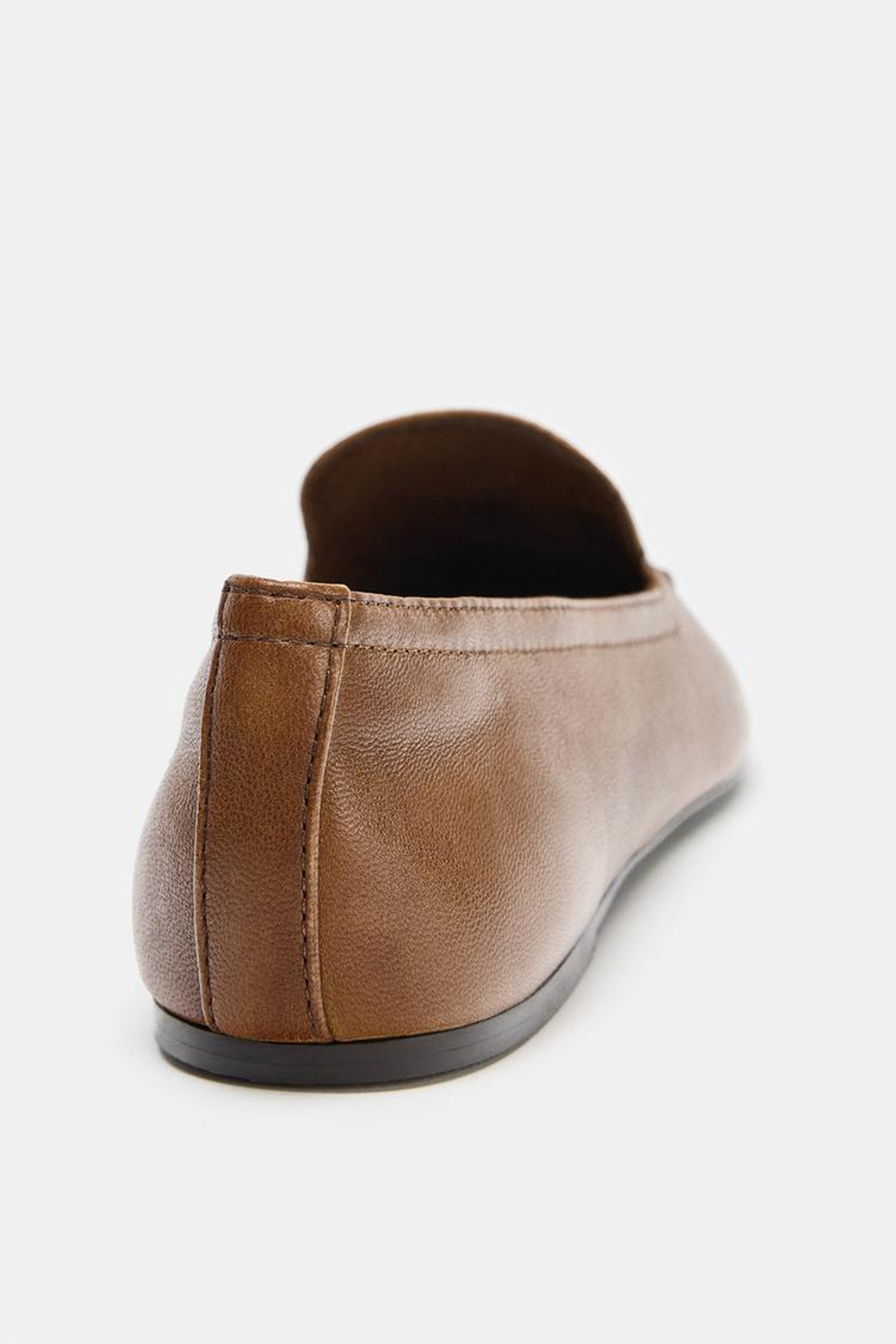 ZARA КОЖАНЫЕ ЛОФЕРЫ С ВЫСОКИМ РАНТОМ, КОРИЧНЕВЫЙ