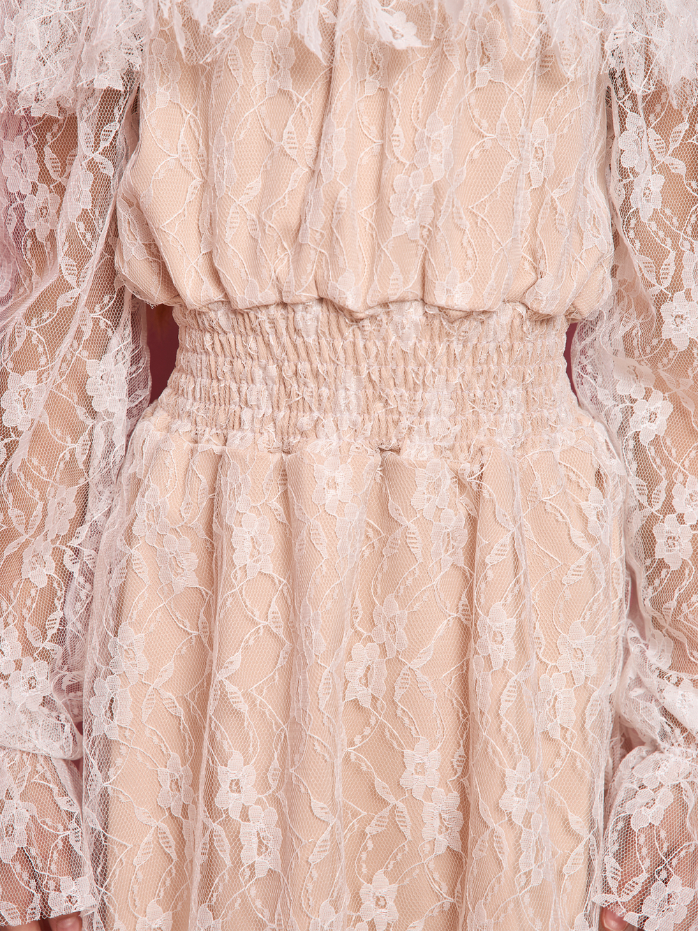 Платье нарядное кружевное для девочки бежевое