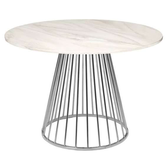 Стол Liverpool Ø100 см, белый мрамор с хромированными ножками