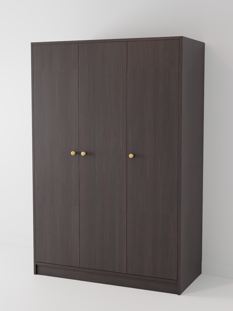 Шкаф для одежды, 117х55х175, Марм, распашной, в прихожую, со штангой и полкой, черный, Dipriz