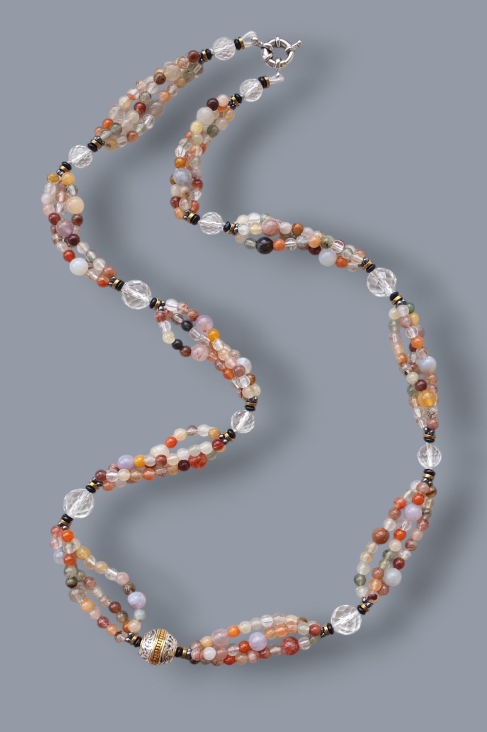 Бусы из кварца, микс камней, длина 70 см