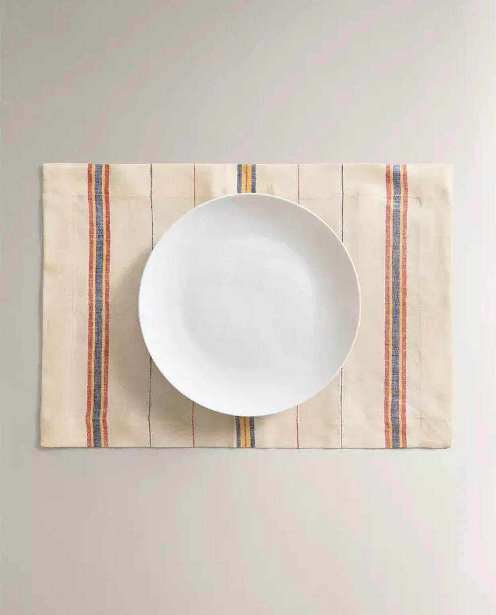 ZARA HOME ЛЬНЯНАЯ САЛФЕТКА В ПОЛОСКУ, СИНИЙ