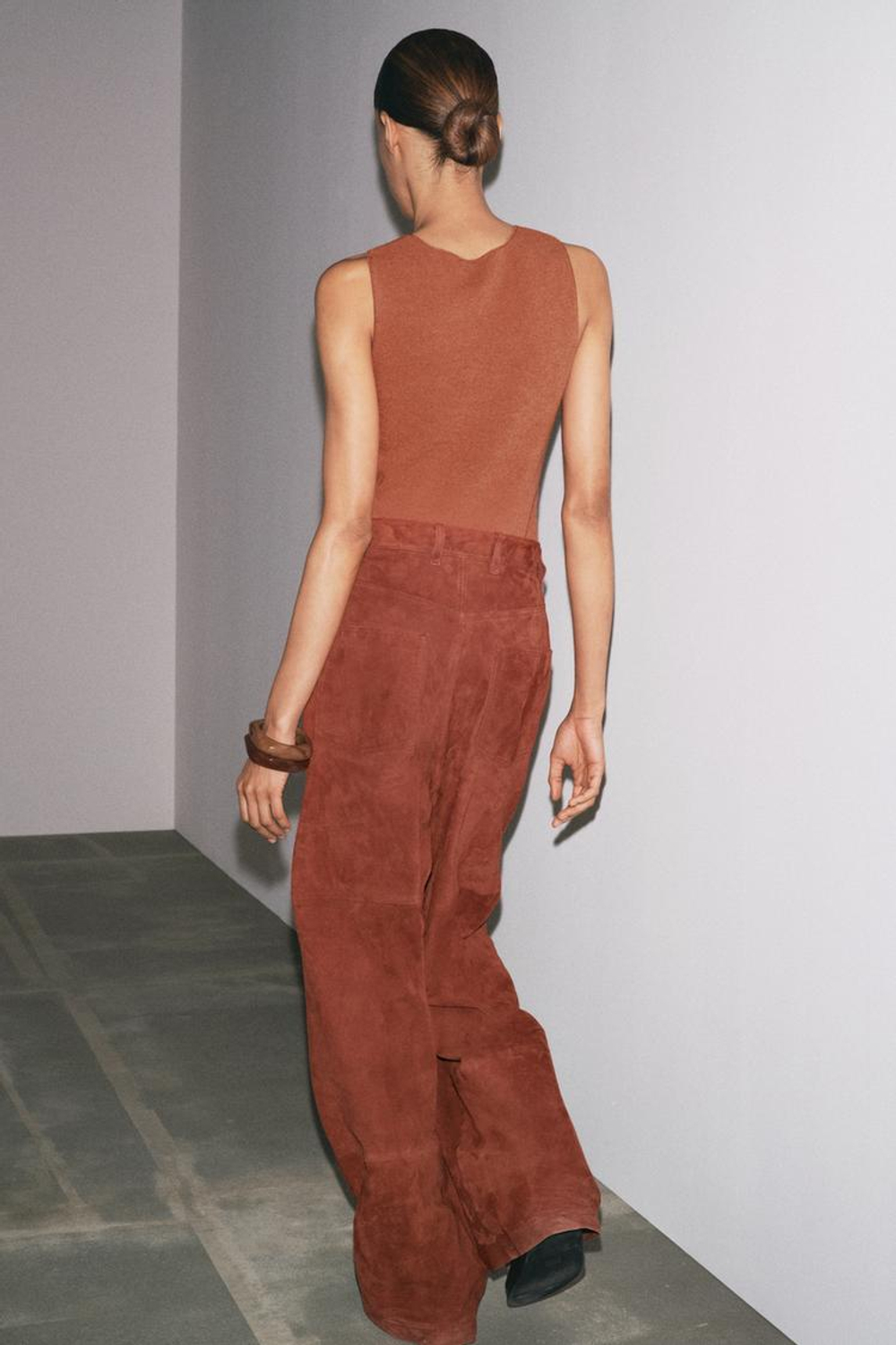 ZARA ТОП ИЗ СМЕСОВОГО ЛЬНА БЕЗ РУКАВОВ, ТЕРРАКОТОВЫЙ