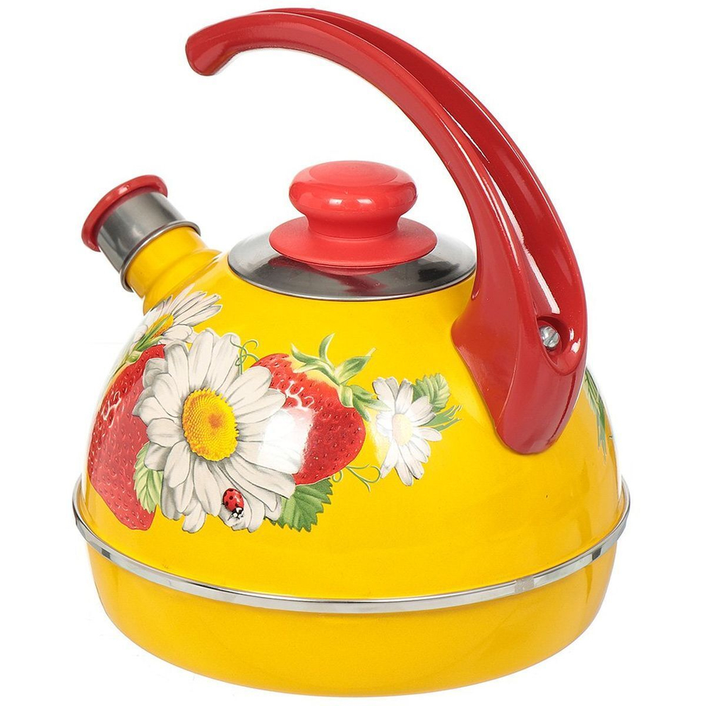 Чайник сталь, эмал, 3.5 л, свист, руч консоль, Рубин, жел, T04/35/16/28/05/H13